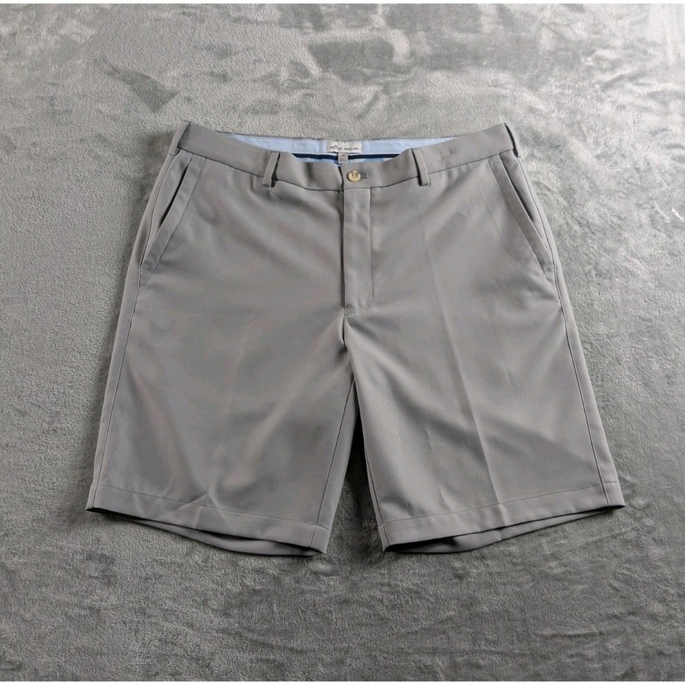 Peter Millar Shorts Mens 35 Gray Crown Sport 8.5" Inseam Chino Golf Performance